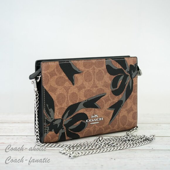 NWT Coach CY746 Slim Crossbody Bag In Signature Canvas With Bow Print - Picture 3 of 11
